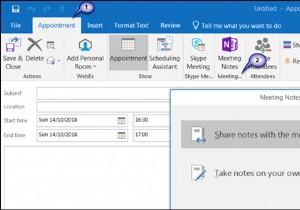 ใช้ OneNote เพื่อจดบันทึกในการประชุม Outlook ที่กำหนดเวลาไว้หรือ Skype for Business 