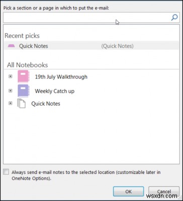 ใช้ OneNote เพื่อจดบันทึกในการประชุม Outlook ที่กำหนดเวลาไว้หรือ Skype for Business 