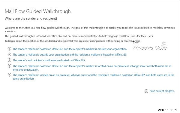 ตัวแก้ไขปัญหาการไหลของจดหมาย Office 365 จาก Microsoft 