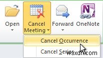 วิธียกเลิกการประชุมในปฏิทิน Outlook 