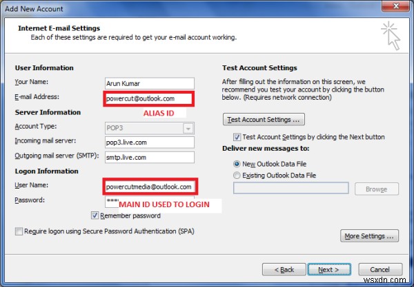 การตั้งค่าอีเมลสำหรับ Outlook.com ที่คุณสามารถใช้ได้กับแอป Outlook Desktop 