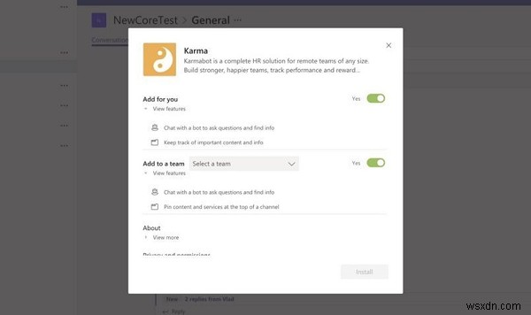 Karmabot และวิธีเพิ่มไปยัง Microsoft Teams 