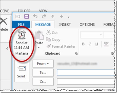 กำหนดเวลาอีเมล ยกเลิก หรือเลิกทำการส่ง Mai ด้วยโปรแกรมเสริมของ Mañana Mail สำหรับ Outlook 