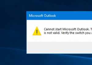 ไม่สามารถเริ่ม Microsoft Outlook ได้ อาร์กิวเมนต์บรรทัดคำสั่งไม่ถูกต้อง 