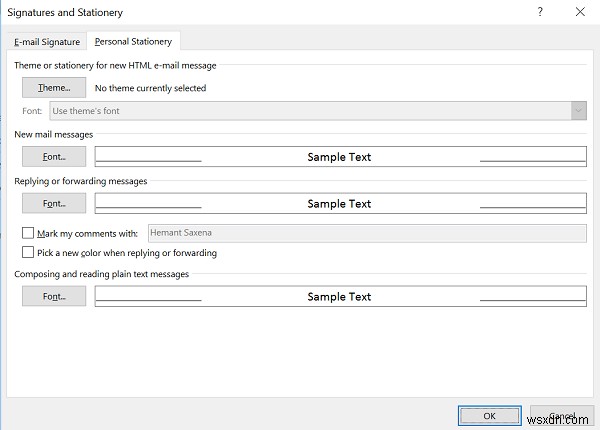 วิธีเปลี่ยนขนาดตัวอักษรเริ่มต้น ชนิด &สีใน Outlook 