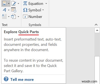 วิธีใช้ Quick Parts เพื่อวางข้อความจาก Microsoft Word ไปยัง Outlook 