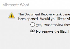 บานหน้าต่างงานการกู้คืนเอกสารมีไฟล์ที่กู้คืนบางไฟล์ที่ยังไม่ได้เปิด 