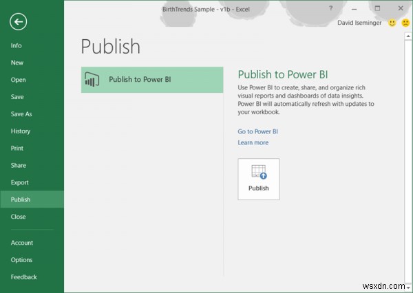 วิธีแชร์ Excel Insights กับ Power BI Publisher สำหรับ Excel 