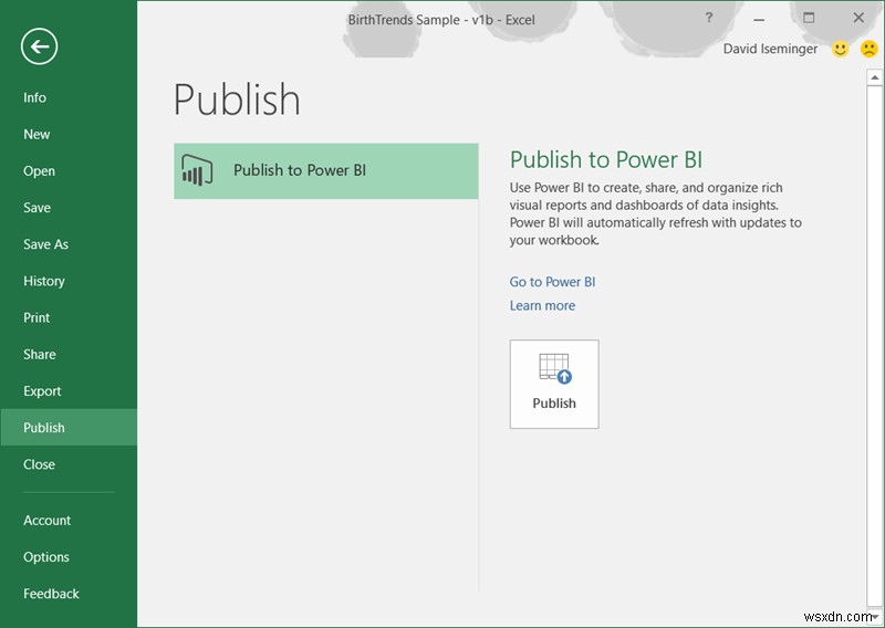 วิธีแชร์ Excel Insights กับ Power BI Publisher สำหรับ Excel 