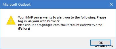 Outlook แจ้งว่า โปรดเข้าสู่ระบบผ่านเว็บเบราว์เซอร์เพื่อเข้าถึง Gmail 