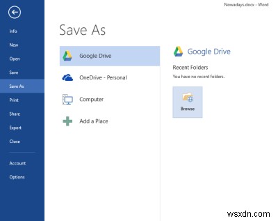 เพิ่ม Google Drive และ Dropbox เป็นตำแหน่งบันทึกใน Microsoft Office 