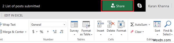 วิธีการเขียนร่วมและทำงานร่วมกันบนสมุดงาน Excel ในเวลาเดียวกัน 