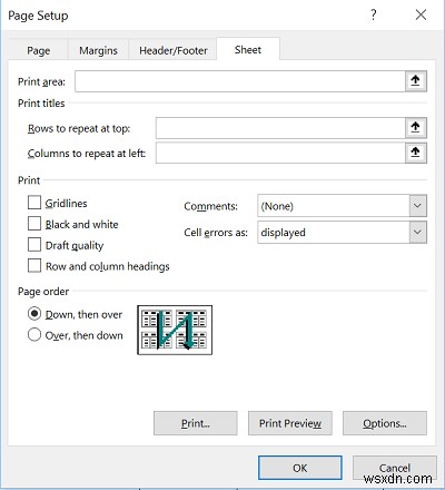 วิธีเลือกแถวหรือคอลัมน์เป็นชื่อพิมพ์ของรายงาน Microsoft Excel 