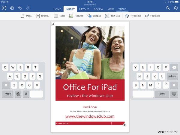 รีวิว Microsoft Office สำหรับ iPad 