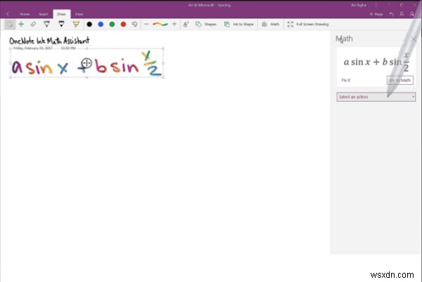 วิธีการสร้างกราฟสมการใน OneNote สำหรับ Windows 10 