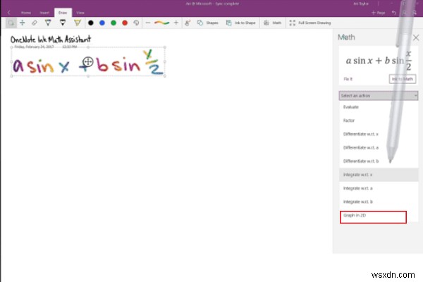 วิธีการสร้างกราฟสมการใน OneNote สำหรับ Windows 10 