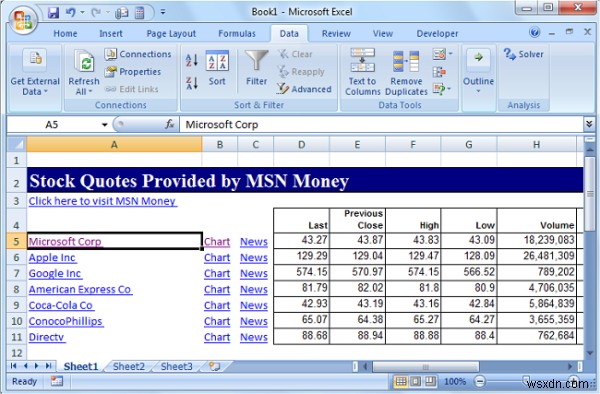 วิธีรับราคาหุ้นใน Excel 