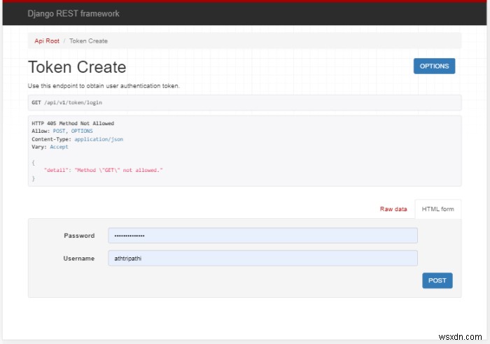 การใช้ djoser ใน Django สำหรับการพิสูจน์ตัวตนโทเค็นโดยไม่มีการดู 