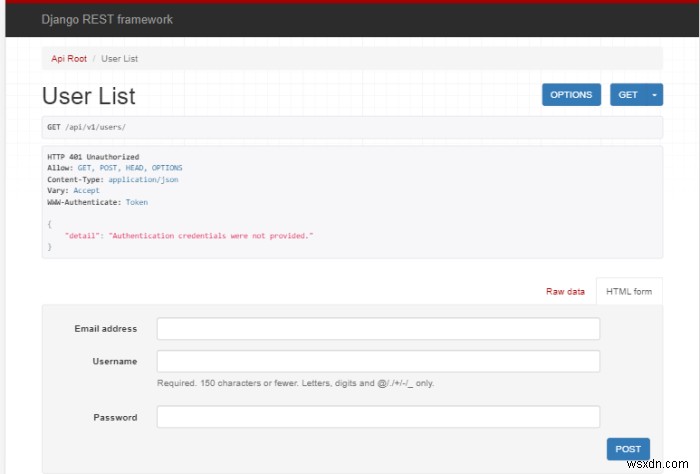 การใช้ djoser ใน Django สำหรับการพิสูจน์ตัวตนโทเค็นโดยไม่มีการดู 