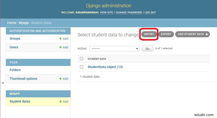 การนำเข้าข้อมูลไปยังโมเดลใน Django 