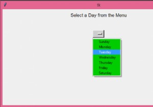 จะเปลี่ยนสีพื้นหลังเมนูของวิดเจ็ต OptionMenu ของ Tkinter ได้อย่างไร 