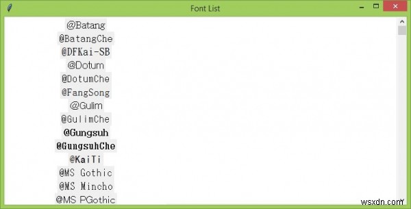 จะแสดงรายการตระกูลฟอนต์ที่มีอยู่ใน Tkinter ได้อย่างไร? 