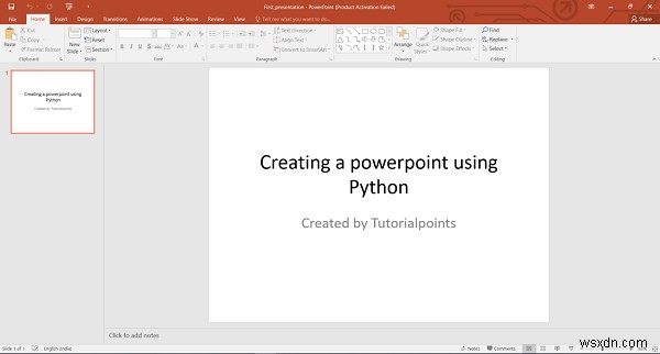 วิธีสร้างไฟล์ powerpoint โดยใช้ Python 