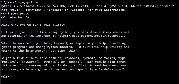 การสร้างเอกสารโดยใช้โมดูล pydoc ใน Python 