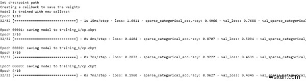 Keras จะใช้เพื่อสร้างการโทรกลับและบันทึกน้ำหนักโดยใช้ Python ได้อย่างไร 