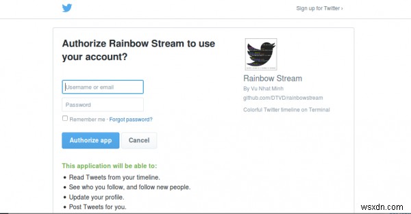 Rainbow Stream – ไคลเอนต์ Twitter บรรทัดคำสั่งขั้นสูงสำหรับ Linux 