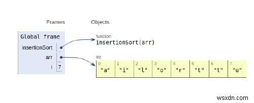 โปรแกรม Python สำหรับการจัดเรียงการแทรก 