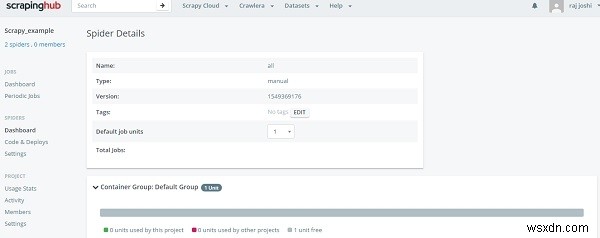 การปรับใช้สไปเดอร์ Scrapy บน ScrapingHub 