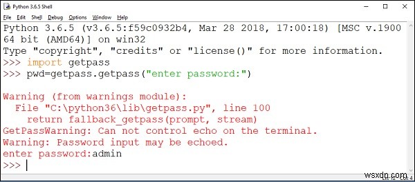 Python getpass โมดูล 