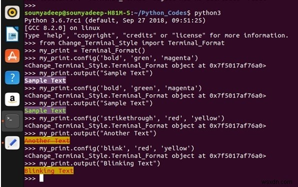ข้อความที่จัดรูปแบบใน Linux Terminal โดยใช้ Python 