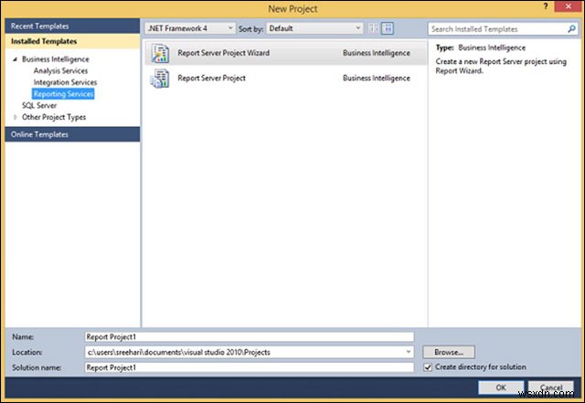 บริการรายงานใน MS SQL Server 