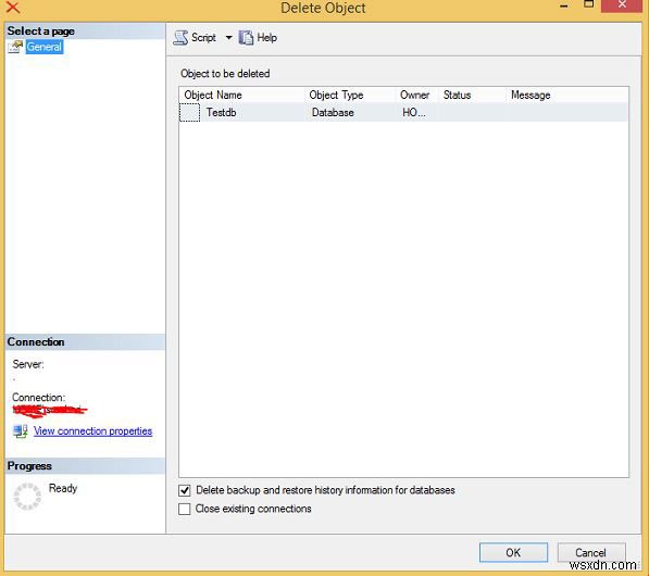 วิธีลบฐานข้อมูลใน MS SQL Server 