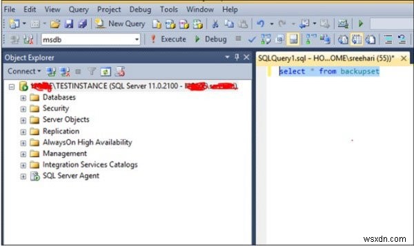 วิธีเลือกฐานข้อมูลใน MS SQL Server 