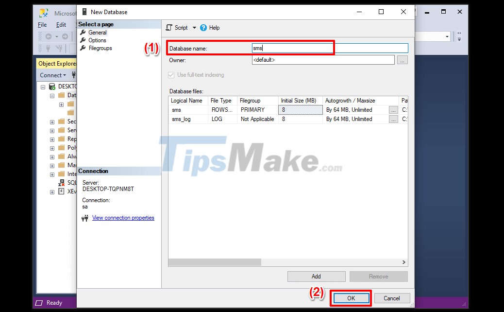 การทำงานพื้นฐานกับฐานข้อมูลใน Microsoft SQL Server 