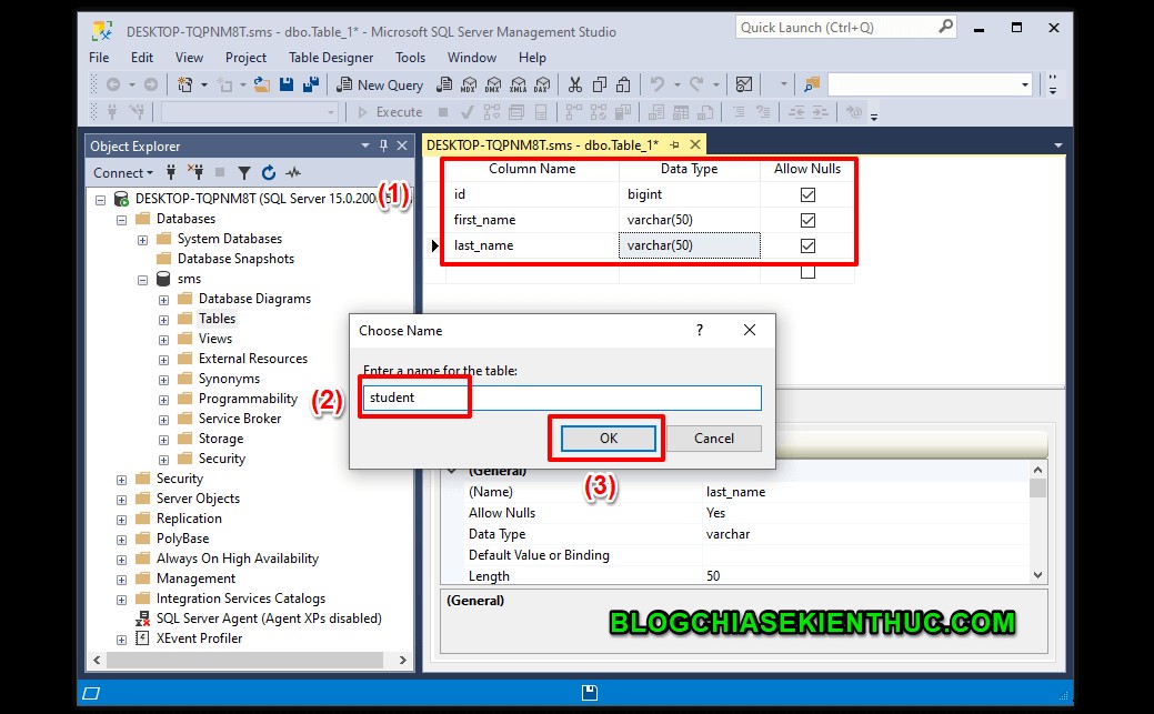 การทำงานพื้นฐานกับฐานข้อมูลใน Microsoft SQL Server 