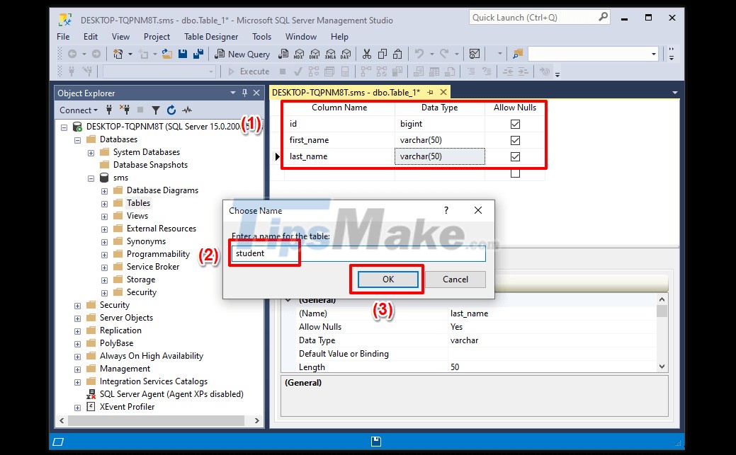 การทำงานพื้นฐานกับฐานข้อมูลใน Microsoft SQL Server 