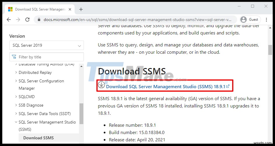 ขั้นตอนในการติดตั้ง Microsoft SQL Server บน Windows 10 