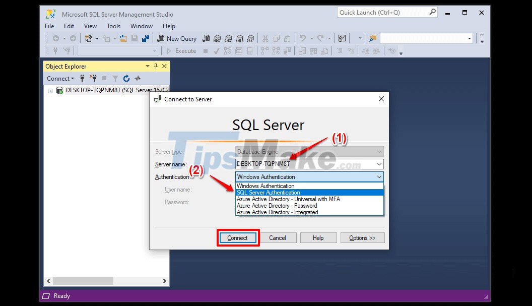 วิธีเชื่อมต่อกับ SQL Server ผ่าน SSMS 