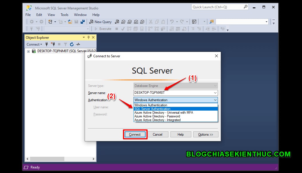 วิธีเชื่อมต่อกับ SQL Server ผ่าน SSMS 