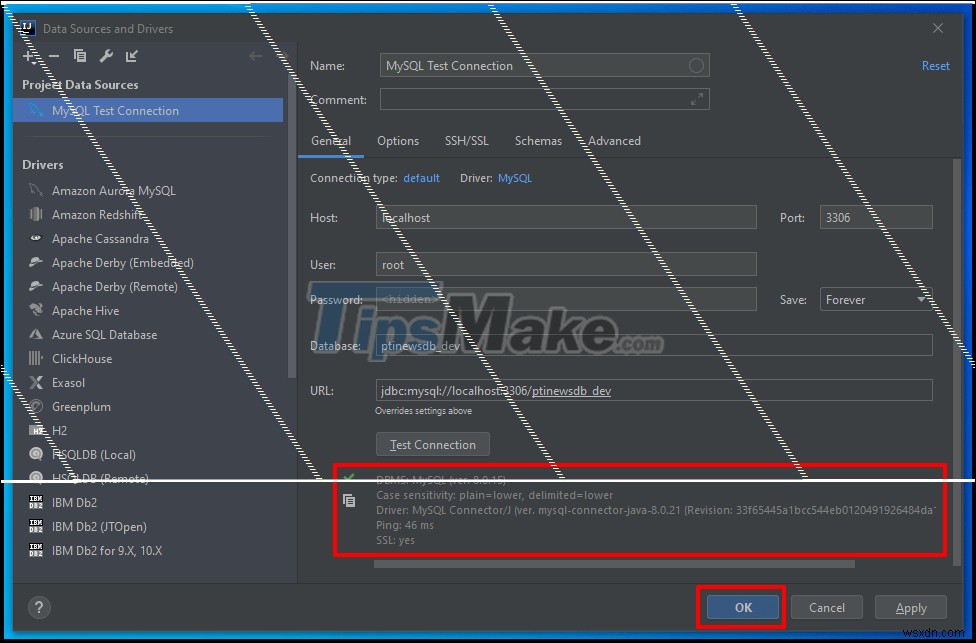 คำแนะนำเกี่ยวกับวิธีการเชื่อมต่อกับเซิร์ฟเวอร์ MySQL ใน IntelliJ 