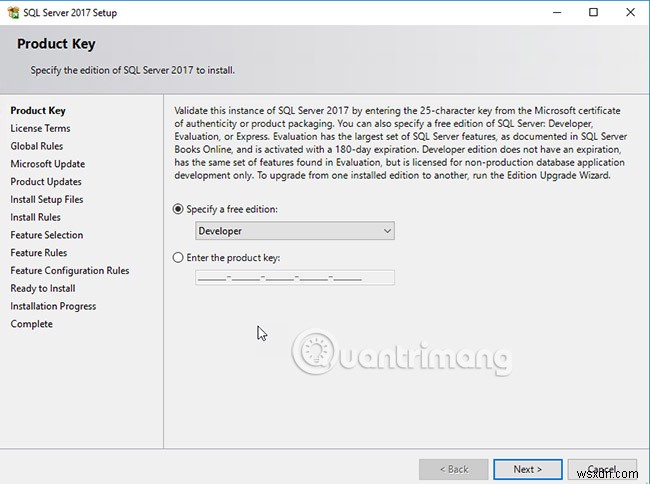 คำแนะนำในการติดตั้ง SQL Server 2017 ทีละขั้นตอน