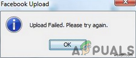 แก้ไข:การอัปโหลด Facebook ล้มเหลว 