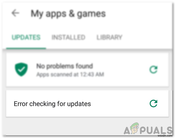 วิธีแก้ไขข้อผิดพลาด  การตรวจสอบข้อผิดพลาดสำหรับการอัปเดต  ใน Google Play Store 