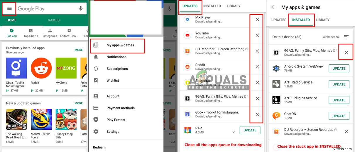 แก้ไข:รอการดาวน์โหลด Google Play 