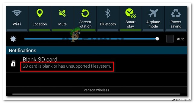 แก้ไข:การ์ด SD ว่างเปล่าหรือมีระบบไฟล์ที่ไม่รองรับ 