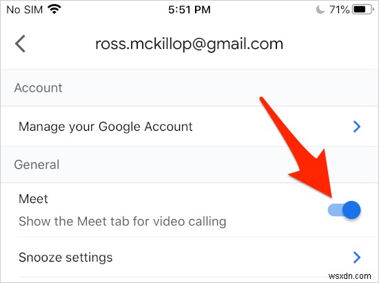 วิธีลบแท็บ Meet ออกจากแอป Gmail ของ iPhone 